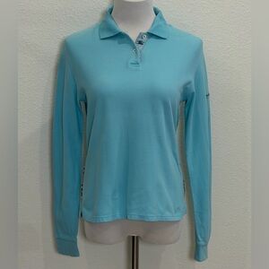 Vintage Burberry Golf Women’s Long Sleeve Polo Shirt Medium Blue Nova Check Top